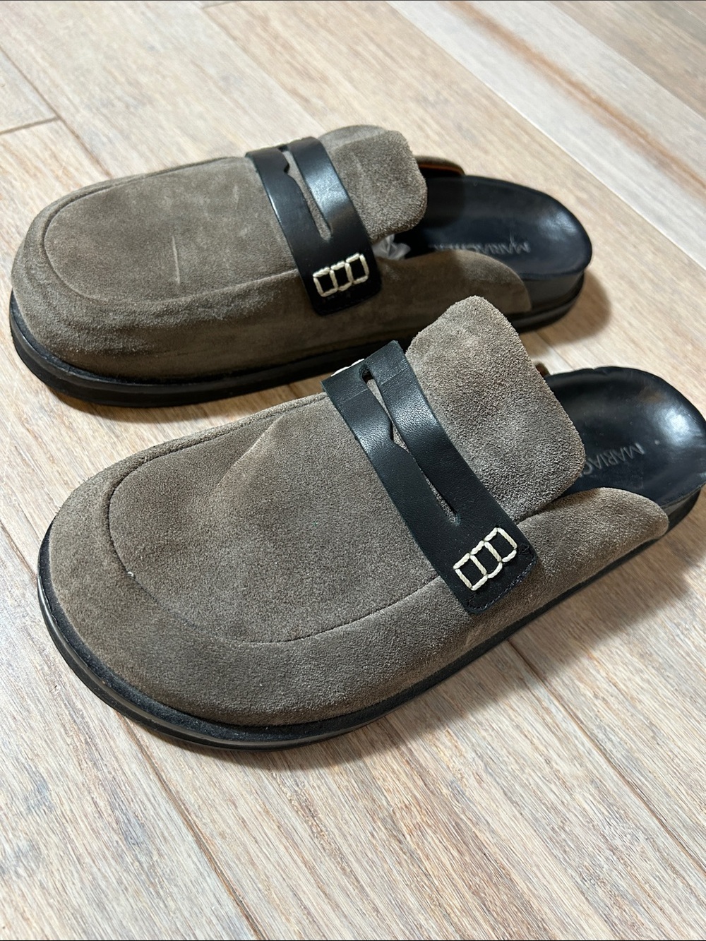 Maria Cher Women’s Suede Slip-On Loafers in Taupe size 7 Brazilian luxury